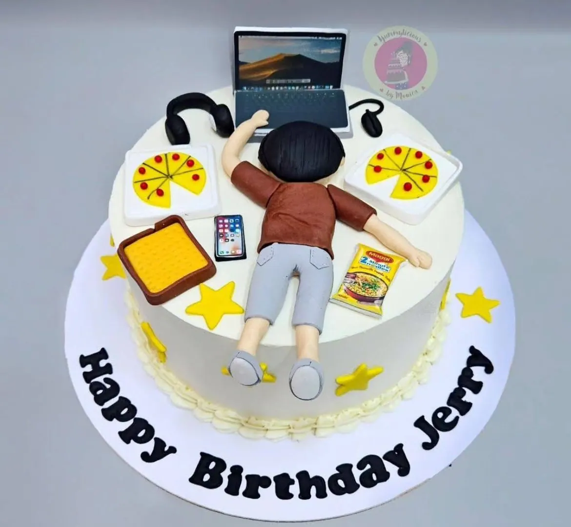 Personalised hobby birthday cake — supplied design reference