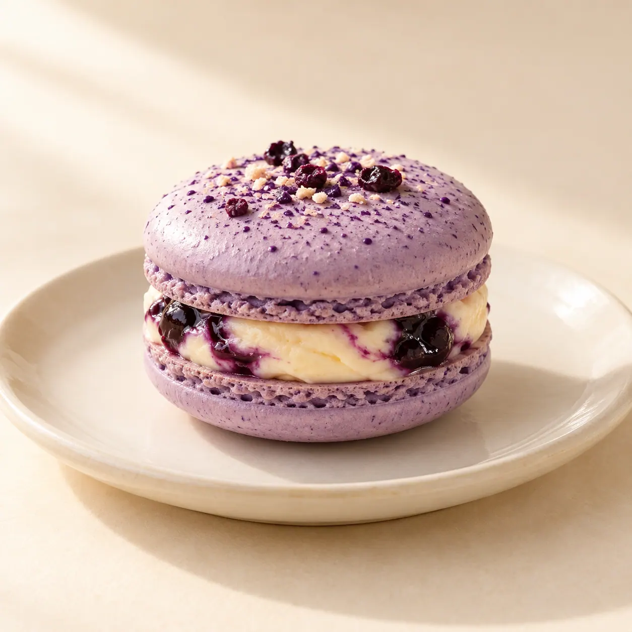 Blueberry Cheesecake Macaron - AI illustration