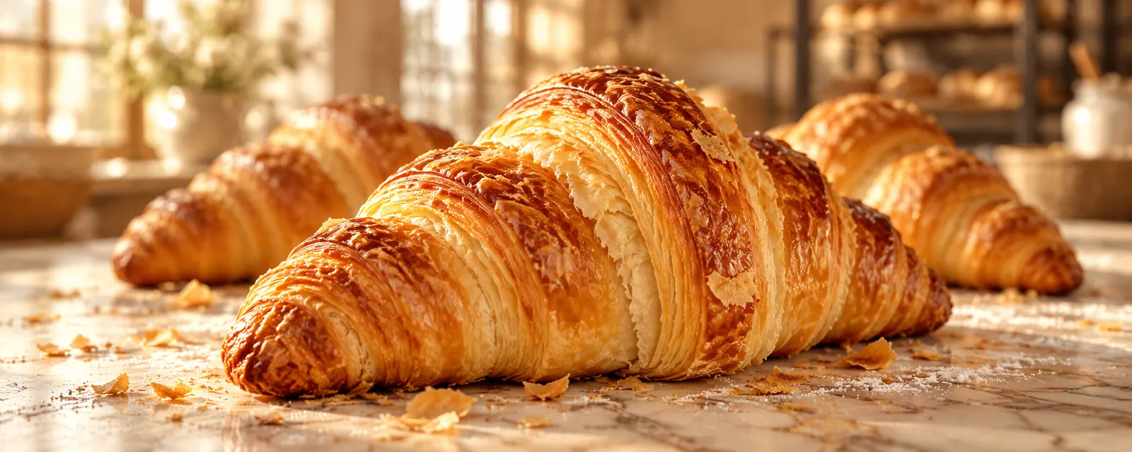 Illustrative golden butter croissants
