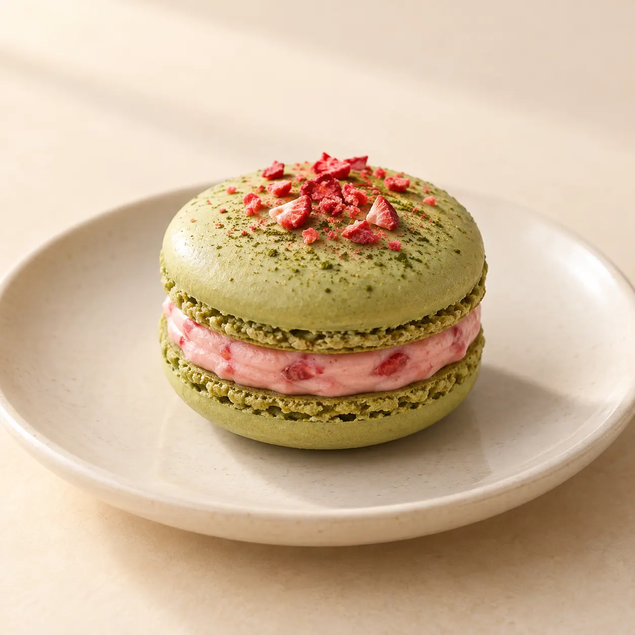 Matcha Strawberry Macaron - AI illustration