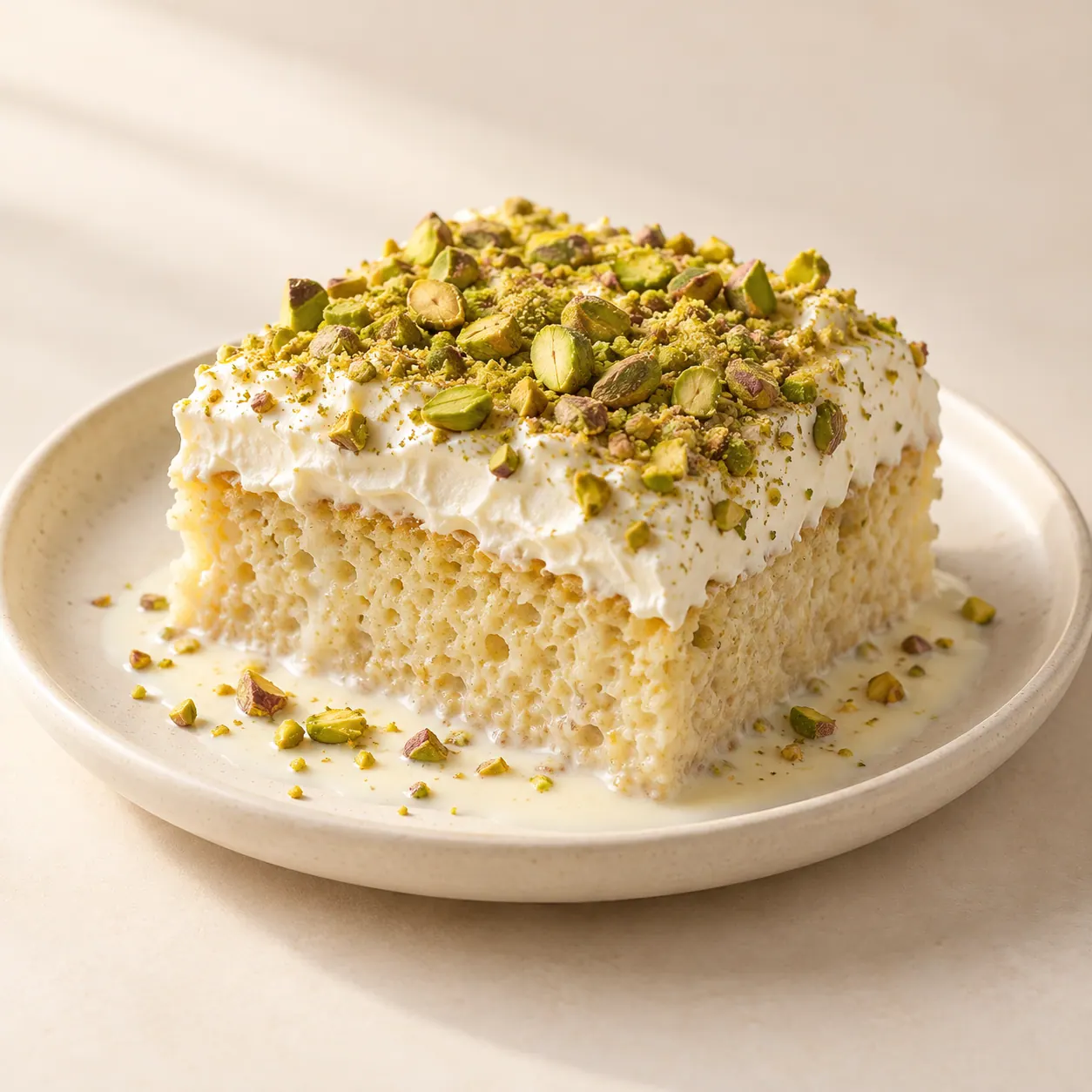 Pistachio Tres Leches - AI illustration