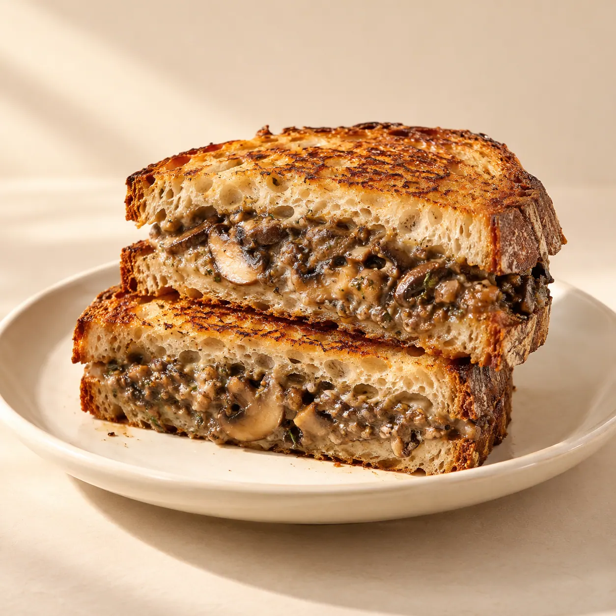 Mushroom Paste Sourdough Sandwich — AI illustration