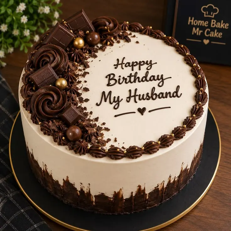 Chocolate birthday cake with a personal message — supplied design reference