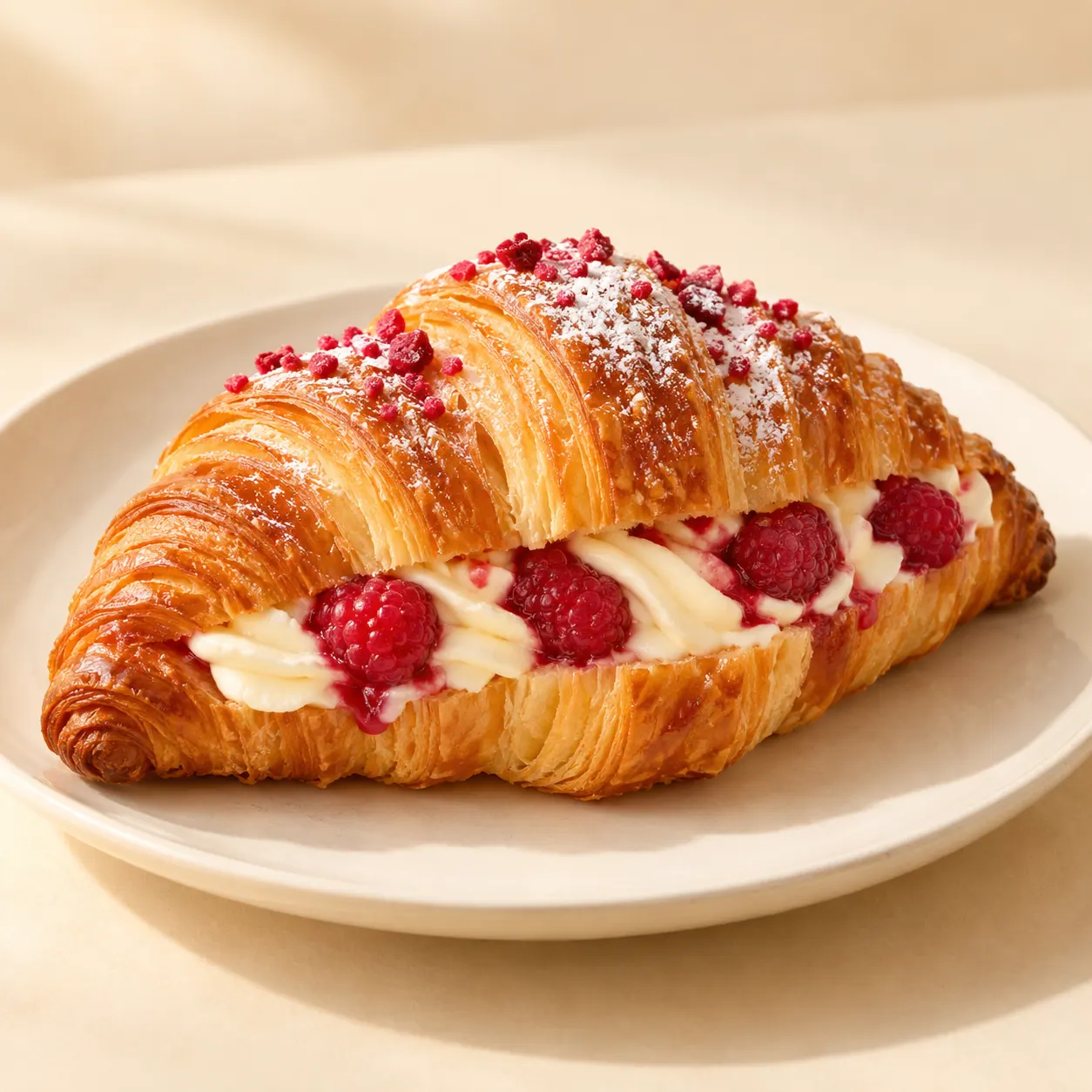 Raspberry Cream Croissant — AI illustration